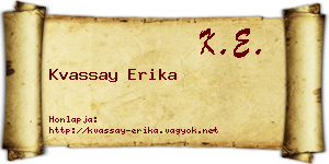 Kvassay Erika névjegykártya